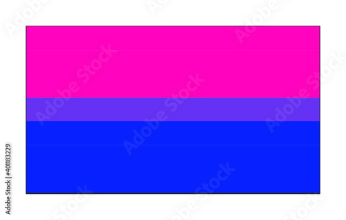 Free Download Vector illustration of flat bisexual pride flag on white background: pink, lavender and blue bars. Bisexual community symbol. - GFXLoad