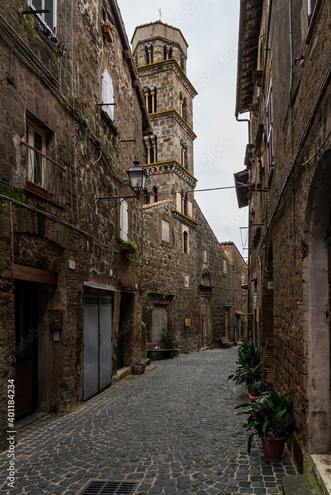Street view of medieval italian town