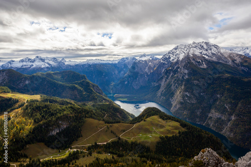 Mountain view from Jenner to Koenigssee lake  Bavaria  Germany