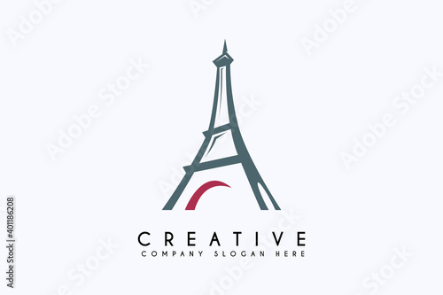 Eiffel tower logo design vector illustration. Eiffel business logos, template design element