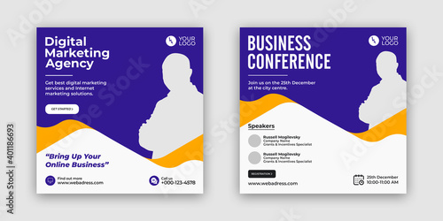 Digital marketing business webinar conference banner, corporate social media post, social media banner	