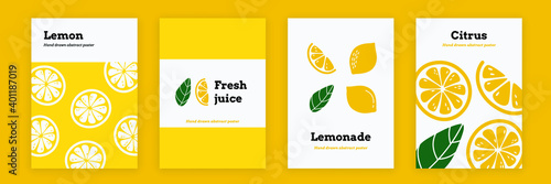 Fototapeta Set of backgrounds with lemons