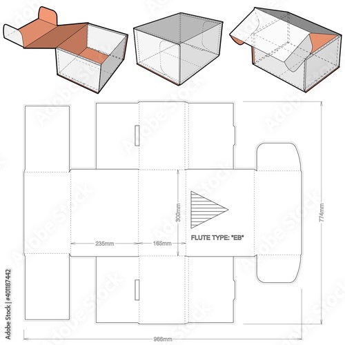 Cardboard box for sending mail. Highly recommended for technological and electronic products. Ease of assembly, no need for glue (Internal measurement 30x 23+ 18 cm) and Die-cut Pattern