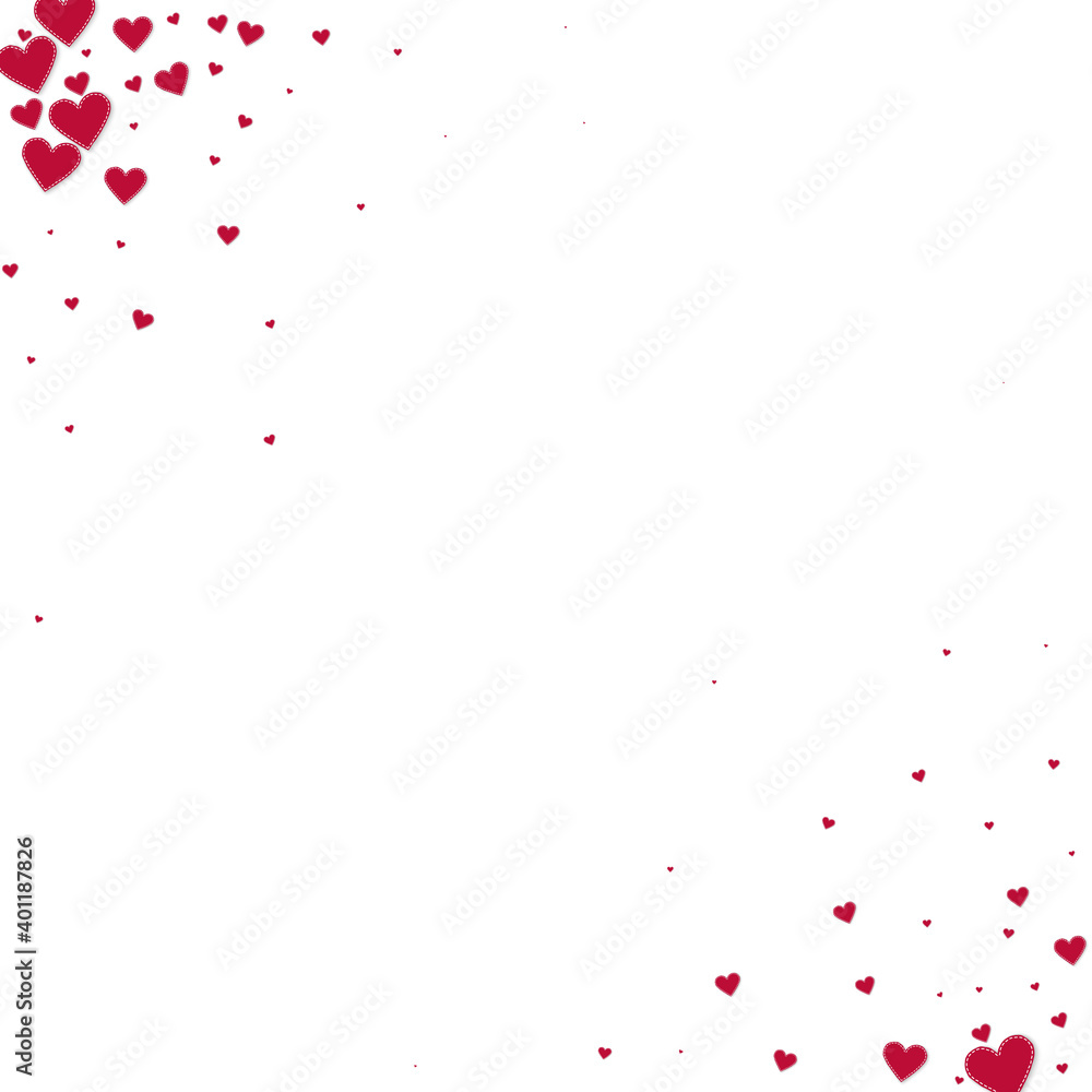 Red heart love confettis. Valentine's day corner o