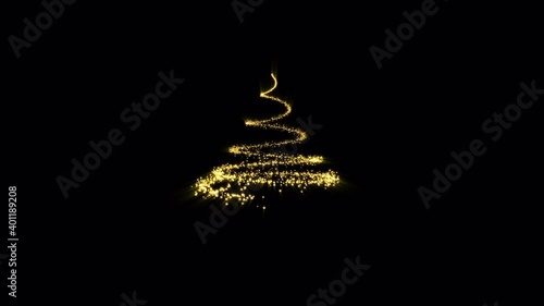 Beautiful after effects animation of Christmas tree and snow over transparent background