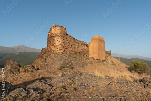 Ruins of an ancient castle in the town of Aldeire in southern Spain