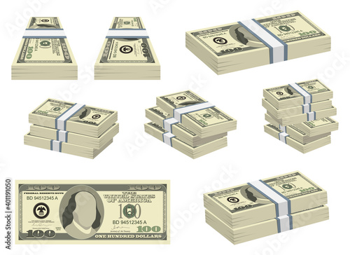 Pack of dollars money vector design illustration isolated on white background