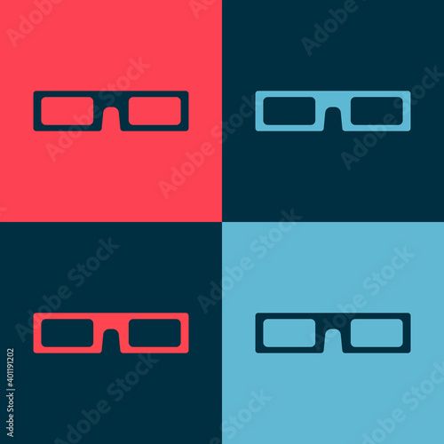 Pop art cinema glasses icon isolated on color background. Vector Illustration.