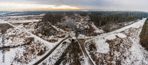 Snow-covered winter landscape in the Pfrunger Ried near Ostrach photo