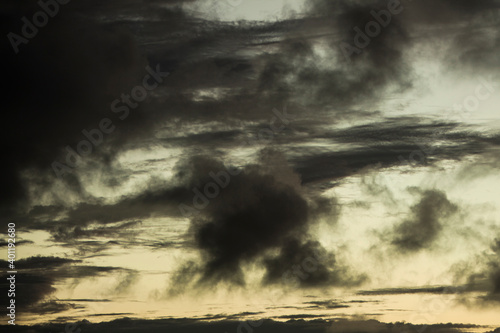 Dramatic sky with clouds at sunset