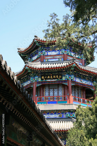 pavilion at the summer palace in beijing in china