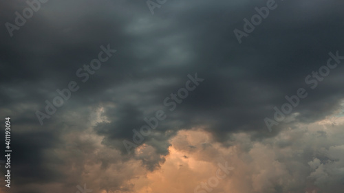 Dramatic sky with clouds at sunset