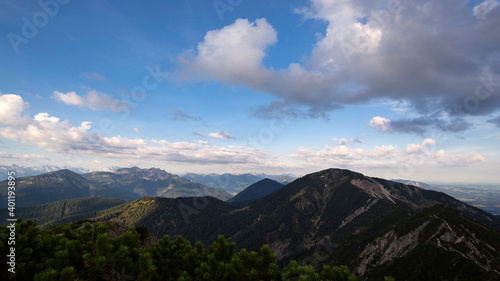 Mountain panorama view from Herzogstand mountain in Bavaria, Germany