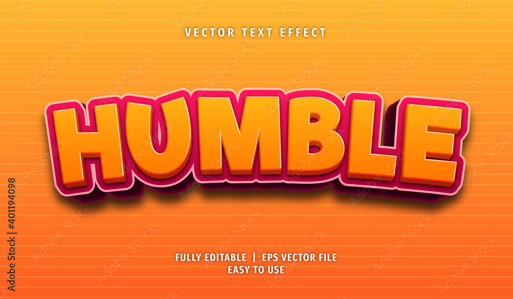 3D Humble Text Effect, Editable Text Style
