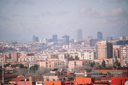 Image of the city of Madrid, Spain, on a cloudy winter day