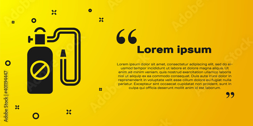 Black Pressure sprayer for extermination of insects icon isolated on yellow background. Pest control service. Disinfectant sprayer. Vector.