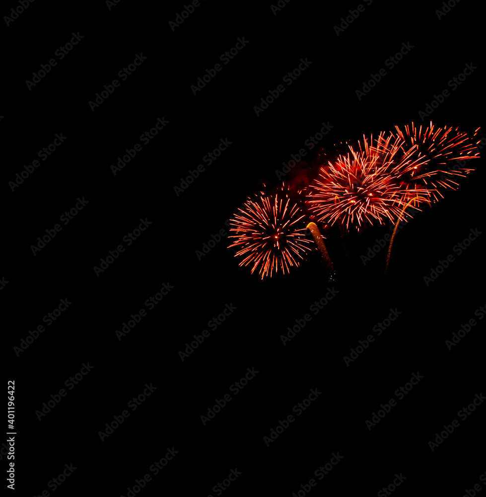 Beautiful fireworks celebrate Christmas and New Year, a happy time for everyone.