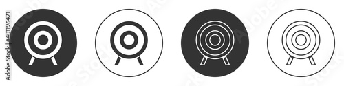 Black Target sport icon isolated on white background. Clean target with numbers for shooting range or shooting. Circle button. Vector.