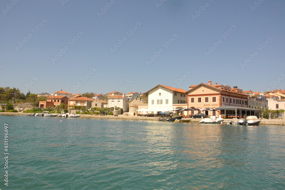Cres town, sea, on the island of Cres, Croatia