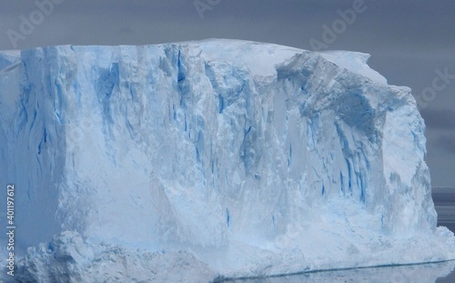 blue ocean, ice and icebergs in Antarctica