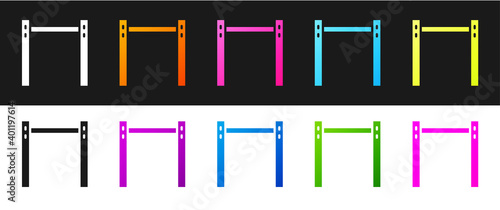 Set Sport horizontal bar icon isolated on black and white background. Vector.