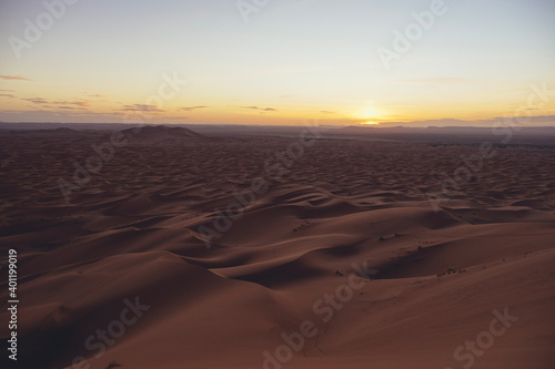 Hiking and camel rifing in the highest dunes of Erg Chebbi, Sahara desert, Morocco