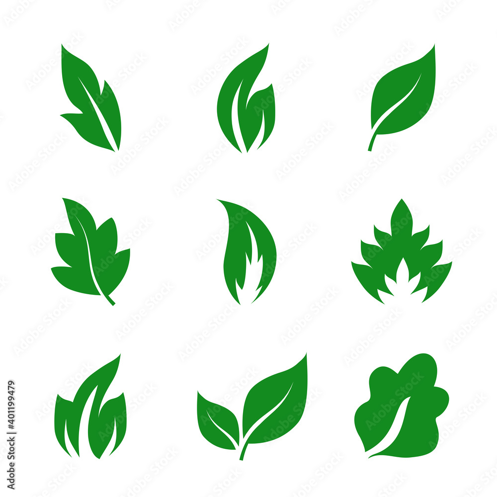 Leaf icon set isolated on white background. Collection of leaf icons for logo, poster, placard and wallpaper. Creative art concept. Leaf vector illustration Leaf icon set isolated on white background. Collection of leaf icons for logo, poster, placard and wallpaper. Creative art concept. Leaf vector illustration