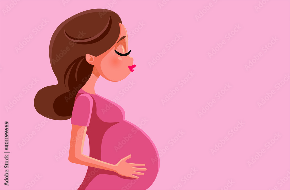 Pregnant Woman Vector Banner Illustration