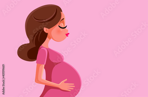 Pregnant Woman Vector Banner Illustration