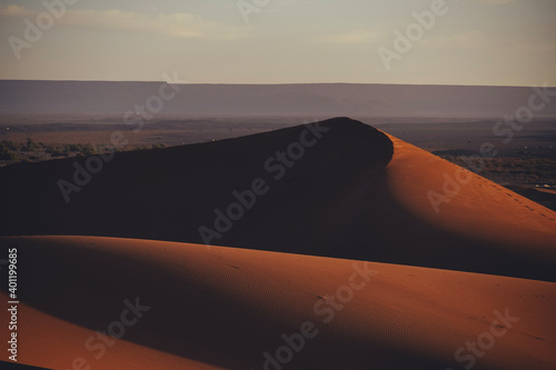 Hiking and camel rifing in the highest dunes of Erg Chebbi  Sahara desert  Morocco