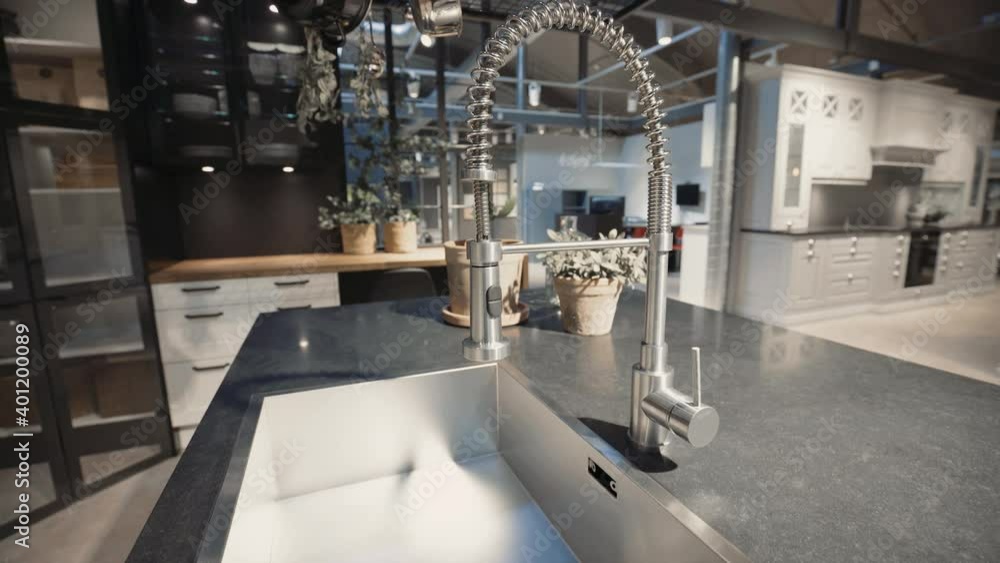 Kitchen showroom sink and faucet gimbal shot Kitchen showroom sink and faucet gimbal shot