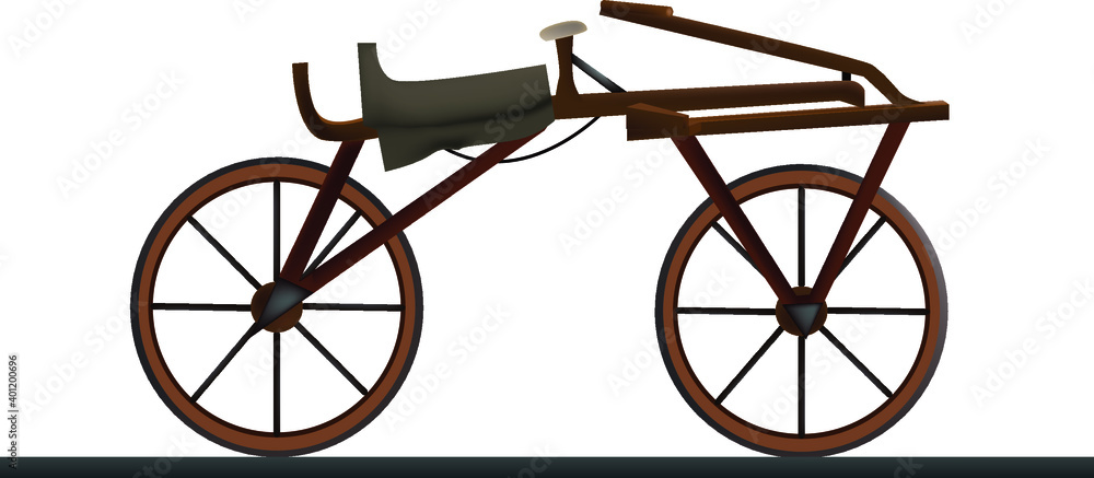 Fototapeta premium the world's first bicycle in 1818, jogging machine.