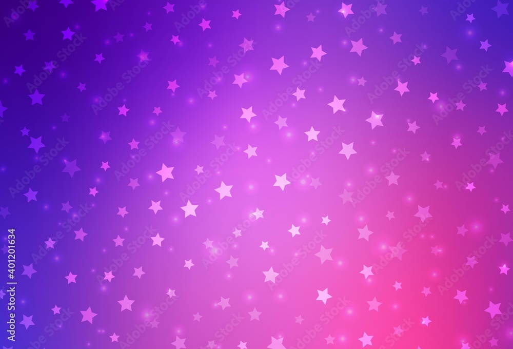 Light Purple, Pink vector template with ice snowflakes, stars.