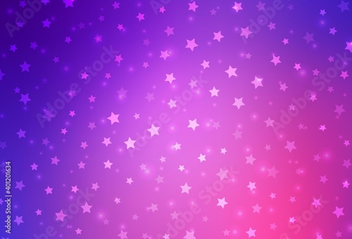 Light Purple, Pink vector template with ice snowflakes, stars.