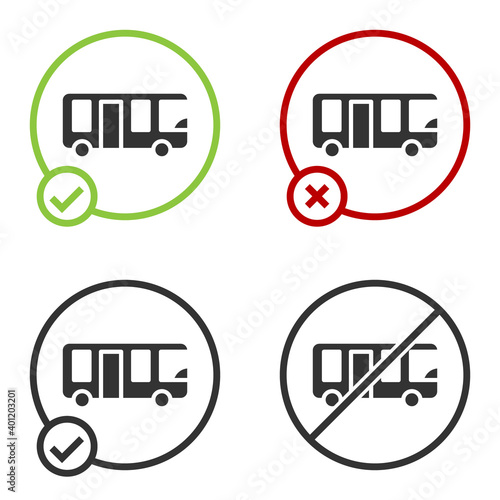Black Airport bus icon isolated on white background. Circle button. Vector.