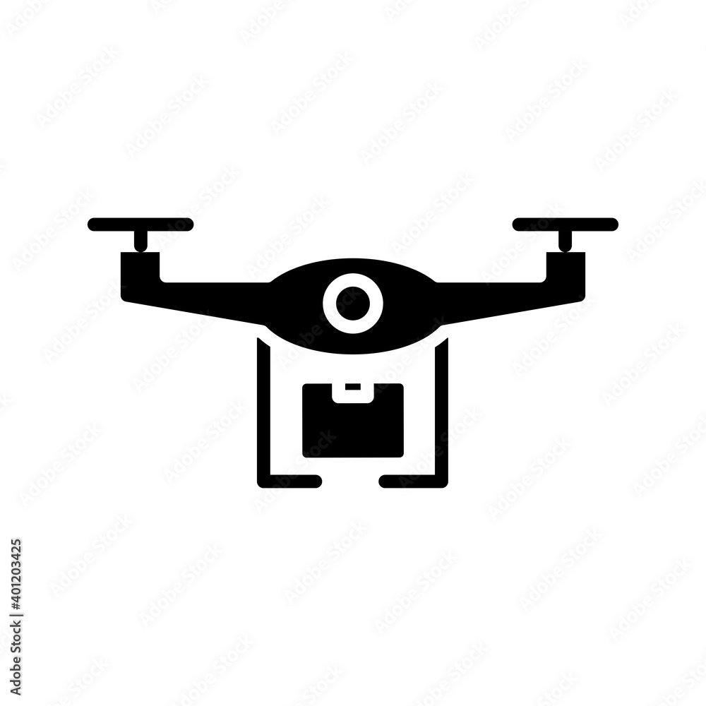 drone with box delivery service silhouette style icon drone with box delivery service silhouette style icon