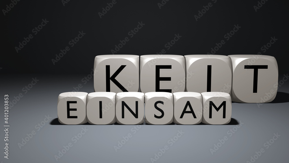 Fototapeta premium EINSAM / ZWEISAM / GEMEINSAM / GEMEINSAMKEIT - Wortspielerei mit Würfeln, soziale Auswirkungen der Pandemie