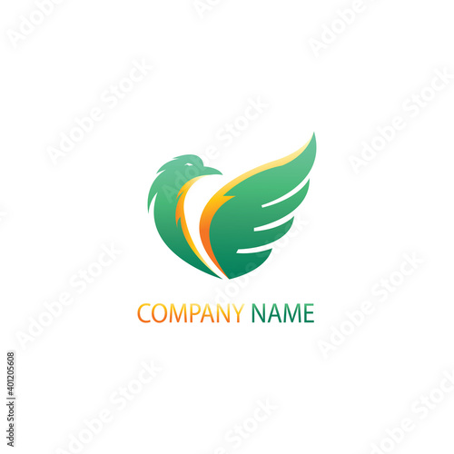 simple bird logo illustration of wings with color design vector template