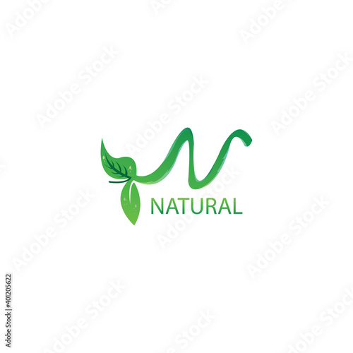 letter n logo nature color illustration leaf design vector