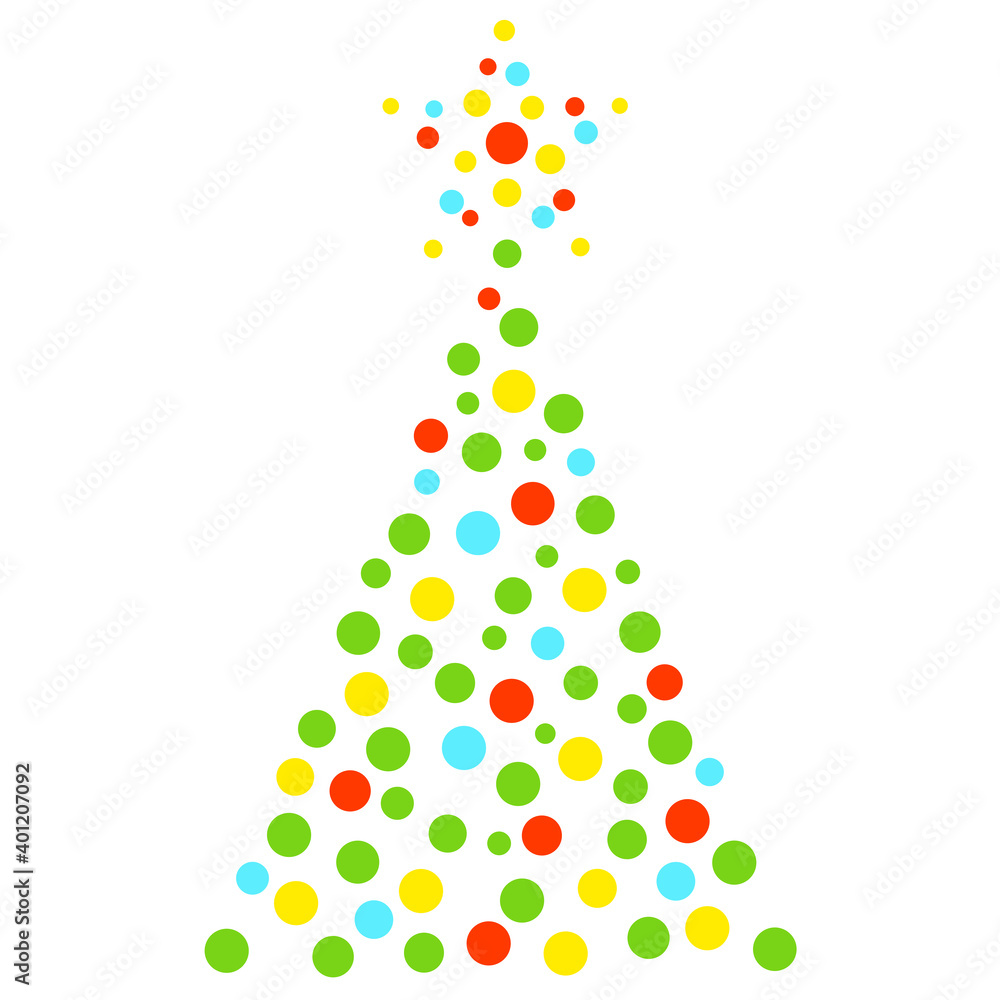 abstract christmas tree with a star on top, made of dots abstract christmas tree with a star on top, made of dots