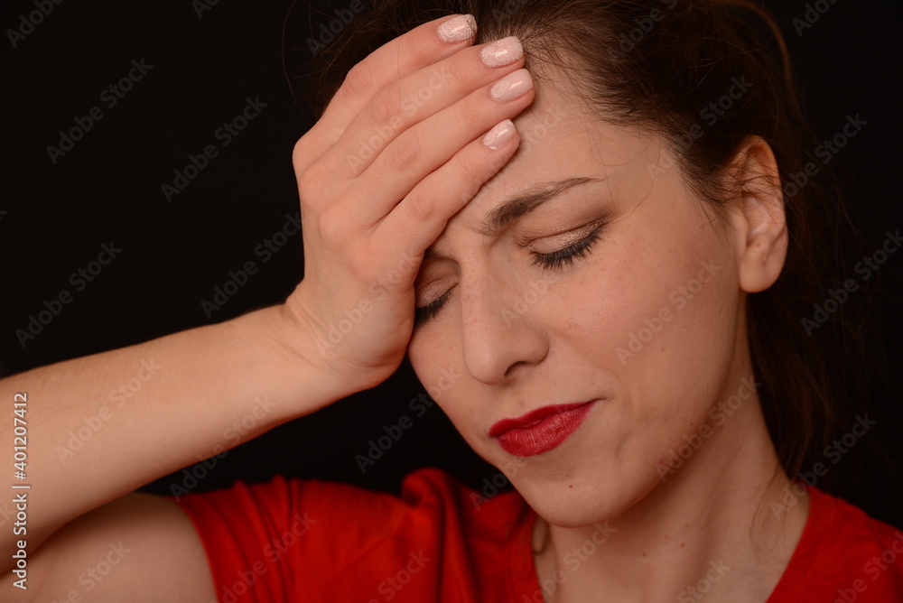 a girl in a red footie 90 shows different emotions. smiling, angry, thoughtful, glad, happy tearing a T-shirt a girl in a red footie 90 shows different emotions. smiling, angry, thoughtful, glad, happy tearing a T-shirt