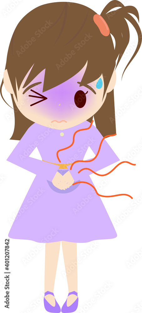 お腹が痛い可愛い女の子供のイラスト お腹が痛い可愛い女の子供のイラスト
