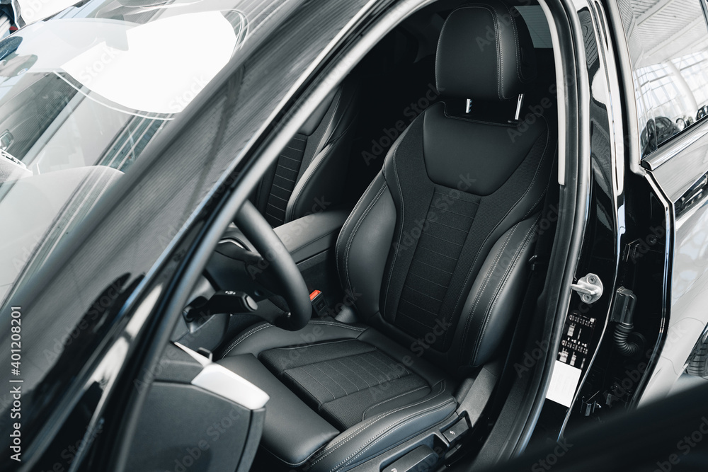 Interior of new prestige comfortable car close up Interior of new prestige comfortable car close up