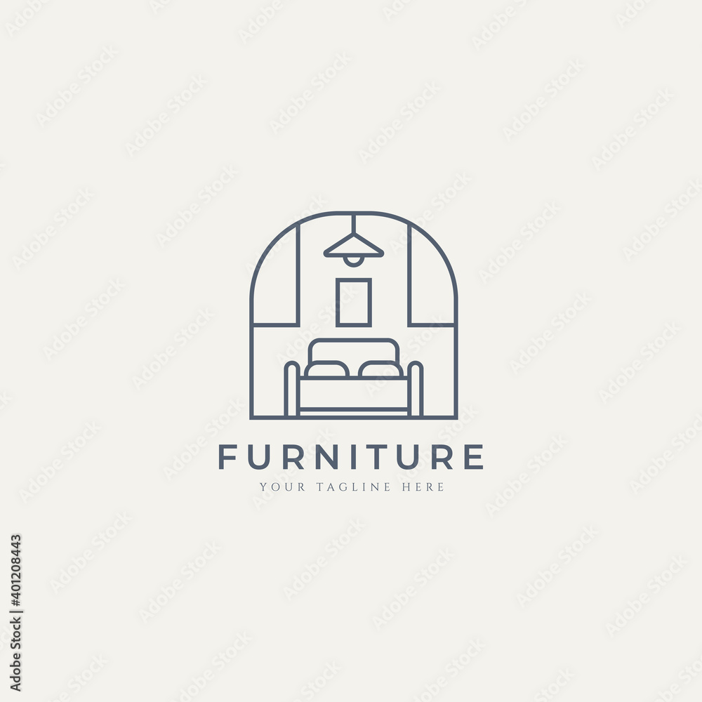 furniture bedroom hotel minimalist logo template vector illustration ...
