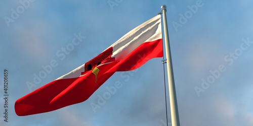 3d rendering of the national flag of the Gibraltar