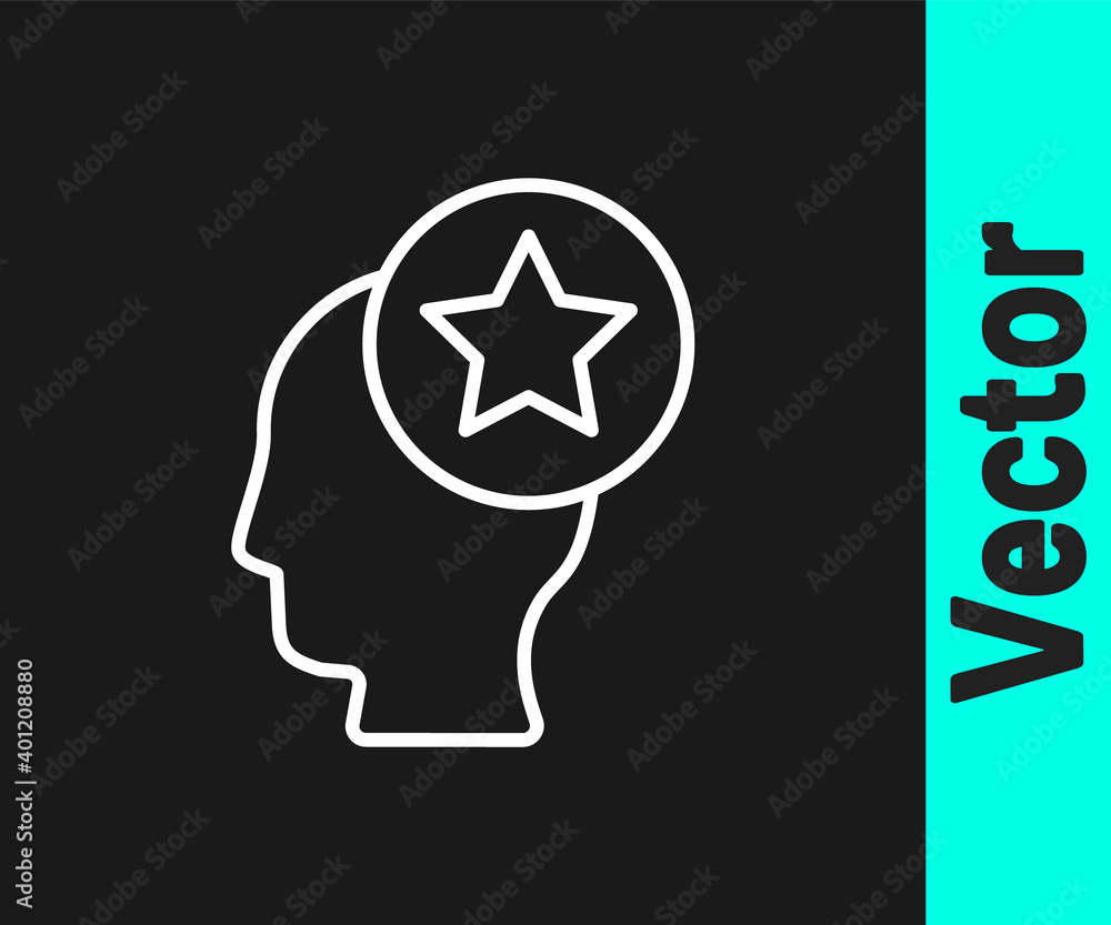 White line USA Head icon isolated on black background. United States of America. Independence day. Vector. White line USA Head icon isolated on black background. United States of America. Independence day. Vector.
