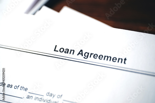 Fotobehang Legal document Loan Agreement on paper close up
