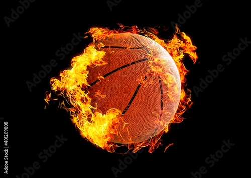 燃える炎のバスケットボールのボール