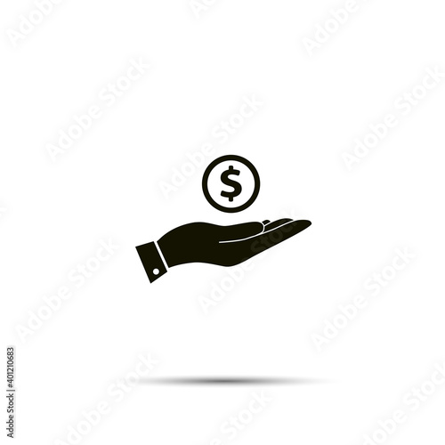 save money icon, salary money, invest finance, hand holding dollar, line symbols on white background - editable stroke vector illustration eps10