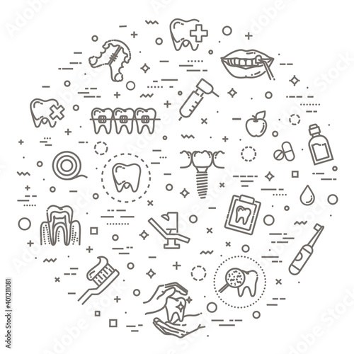 Vector outline illustration Medicine. Health and Medicine